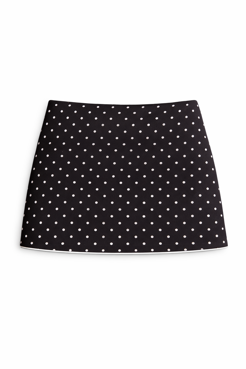 The Pretty Polka Mini Skirt - in Pitch Black