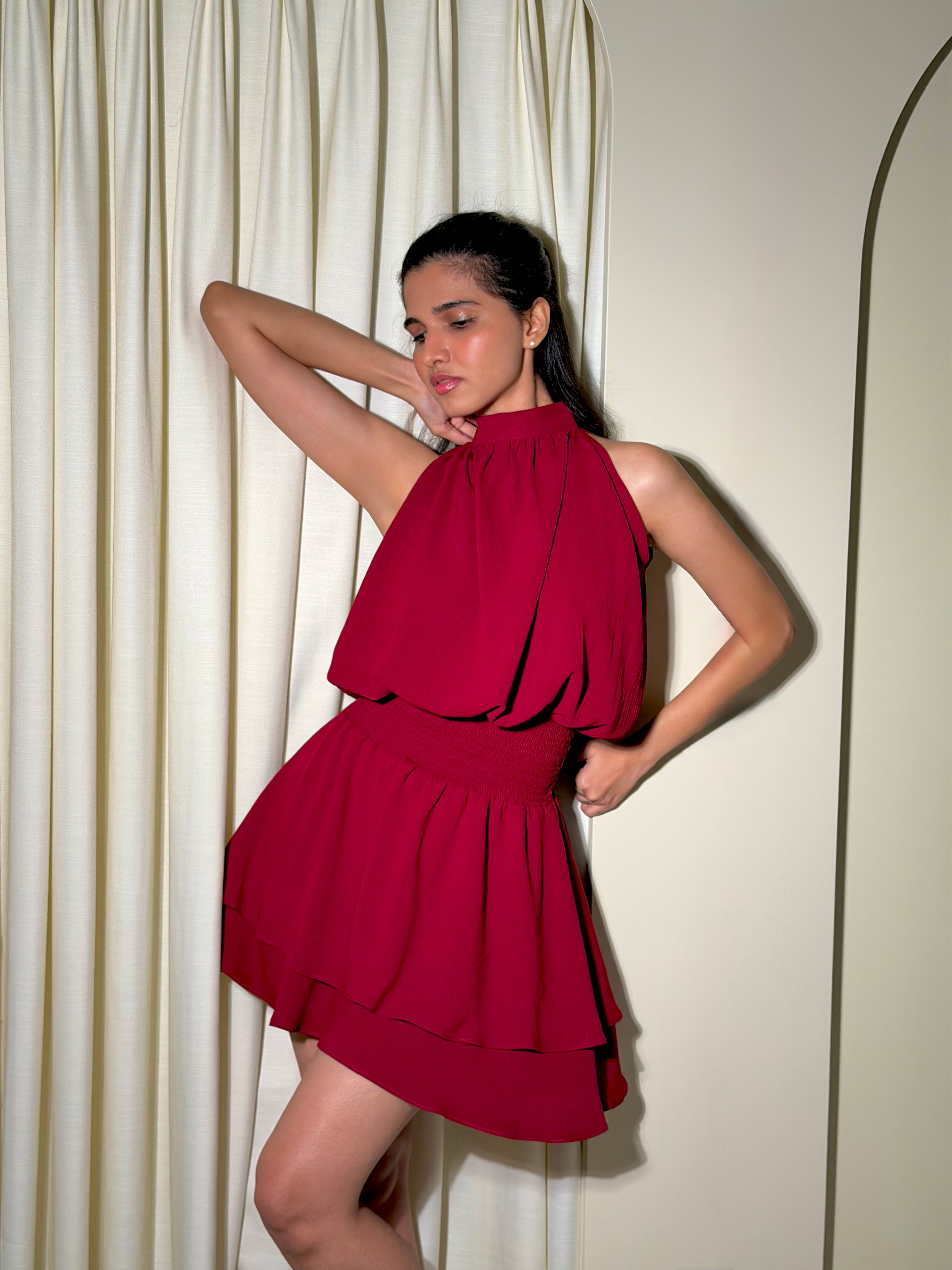 The Mona Dress in Cherry Red