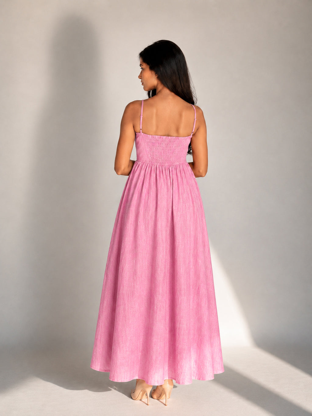 The Amara Minimal Linen Sundress - Blush Pink