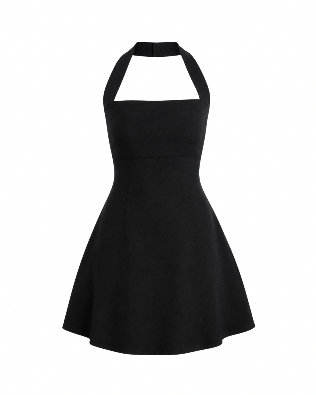 The Miara Halter Mini Dress - Deep Black