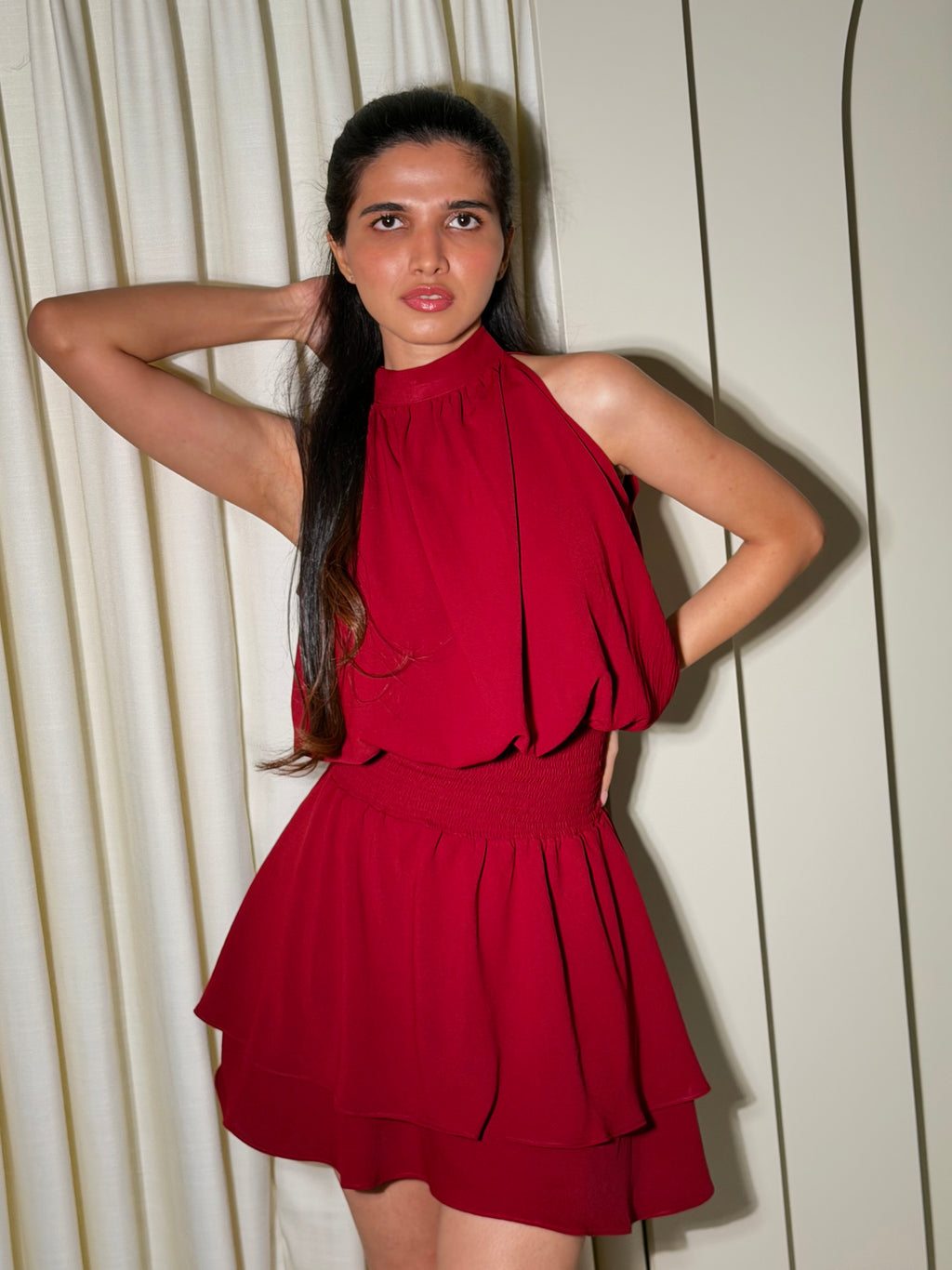 The Mona Dress in Cherry Red