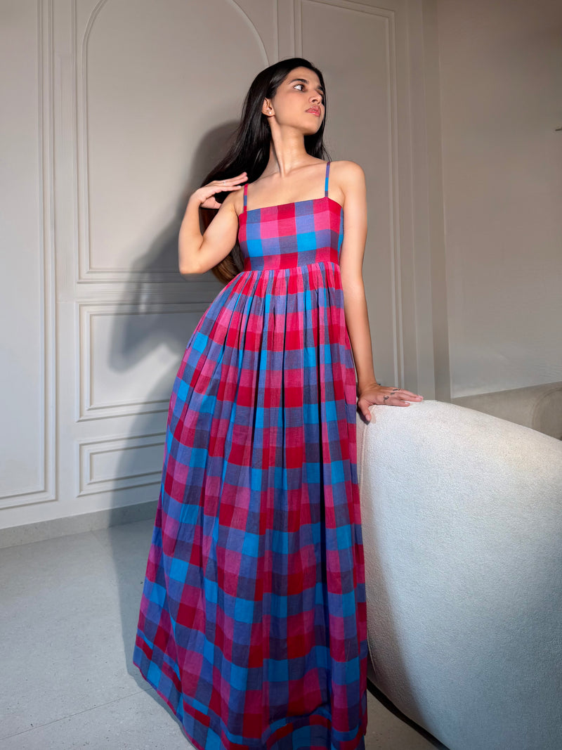 The Meher Madras Maxi - Berry Blue