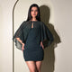 Sia Cape Dress in Emerald Green