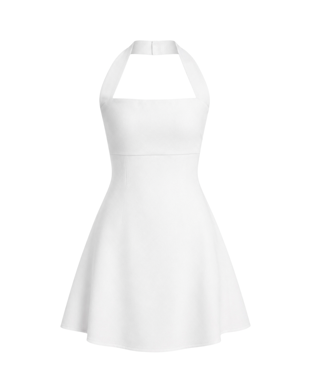 The Miara Halter Mini Dress - Pure White