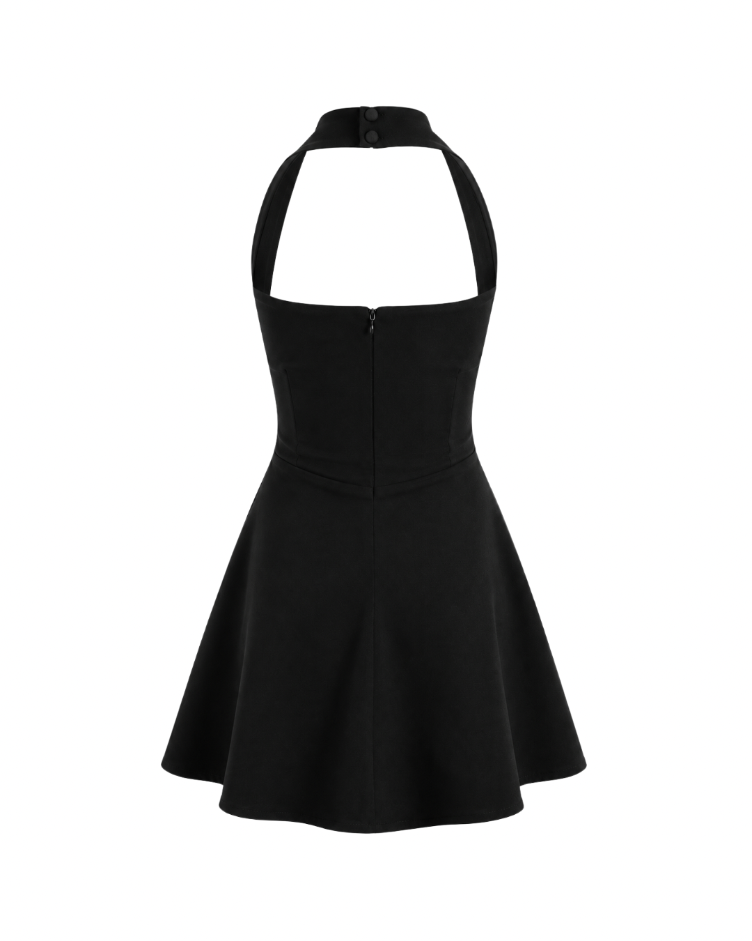 The Miara Halter Mini Dress - Deep Black
