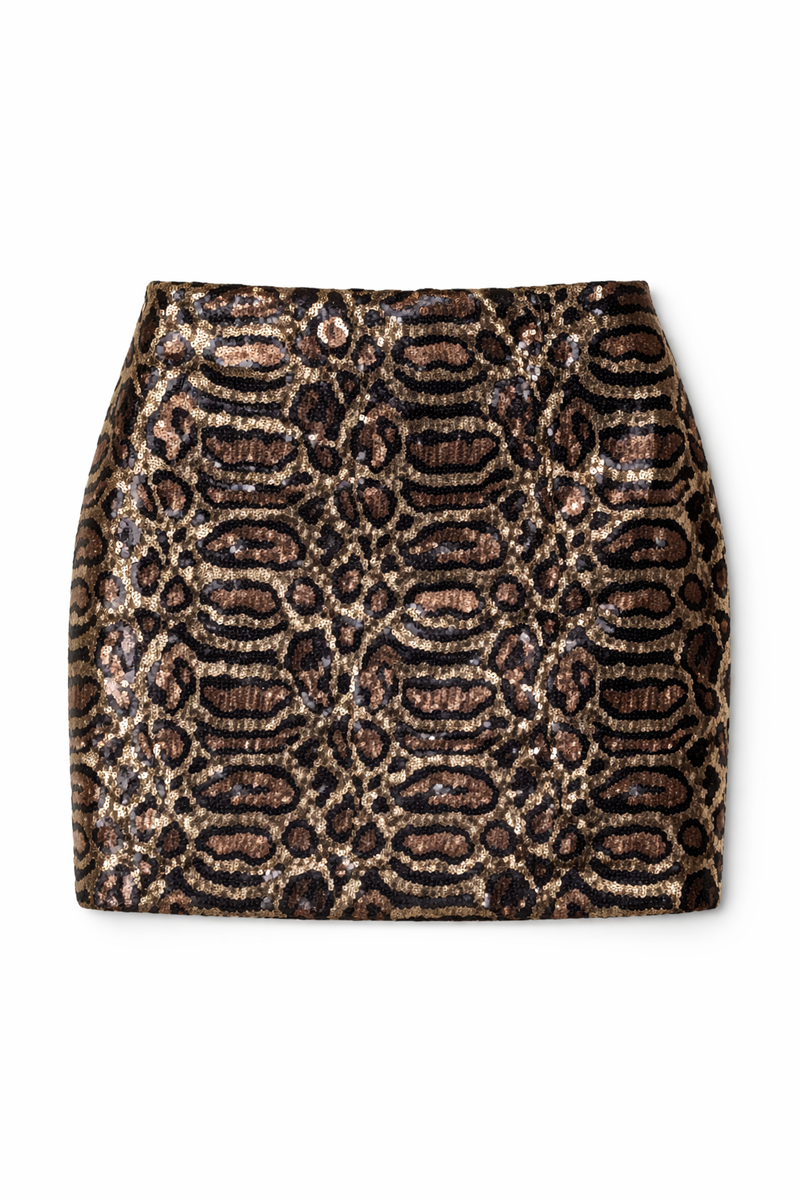 Leopard Sequin Skirt
