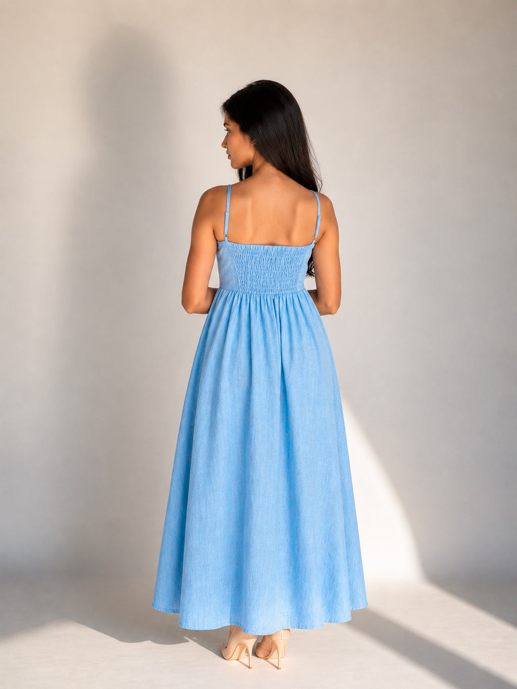 The Amara Minimal Linen Sundress - Sky Blue