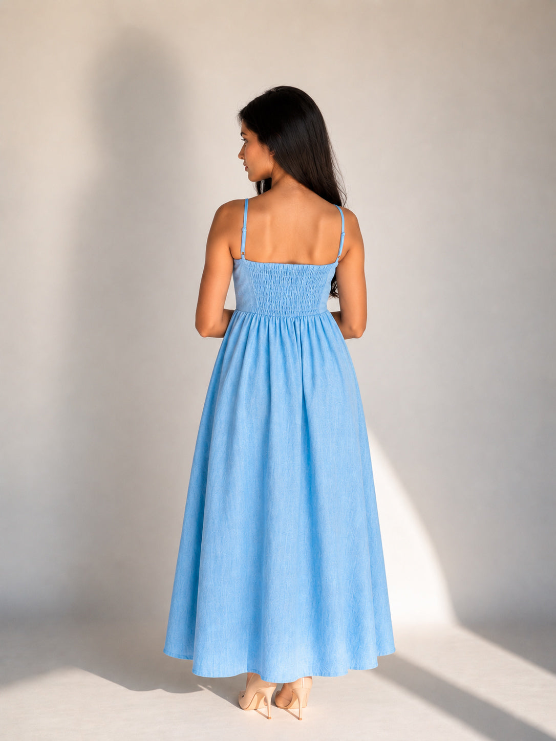 The Amara Minimal Linen Sundress - Sky Blue