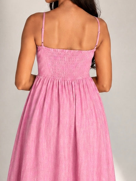 The Amara Minimal Linen Sundress - Blush Pink
