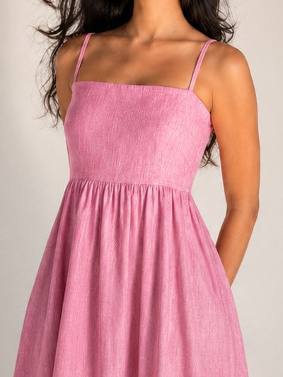 The Amara Minimal Linen Sundress - Blush Pink