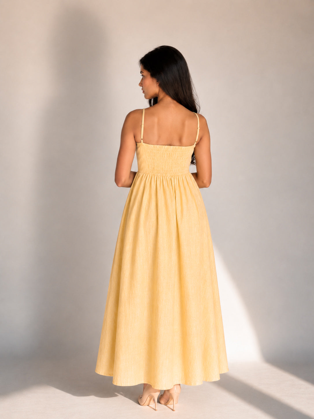 The Amara Minimal Linen Sundress - Sun-dried Yellow