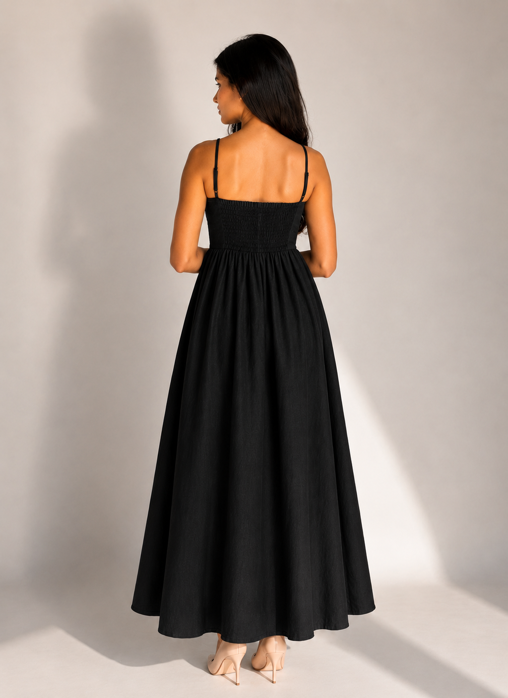 The Amara Minimal Linen Sundress - Black