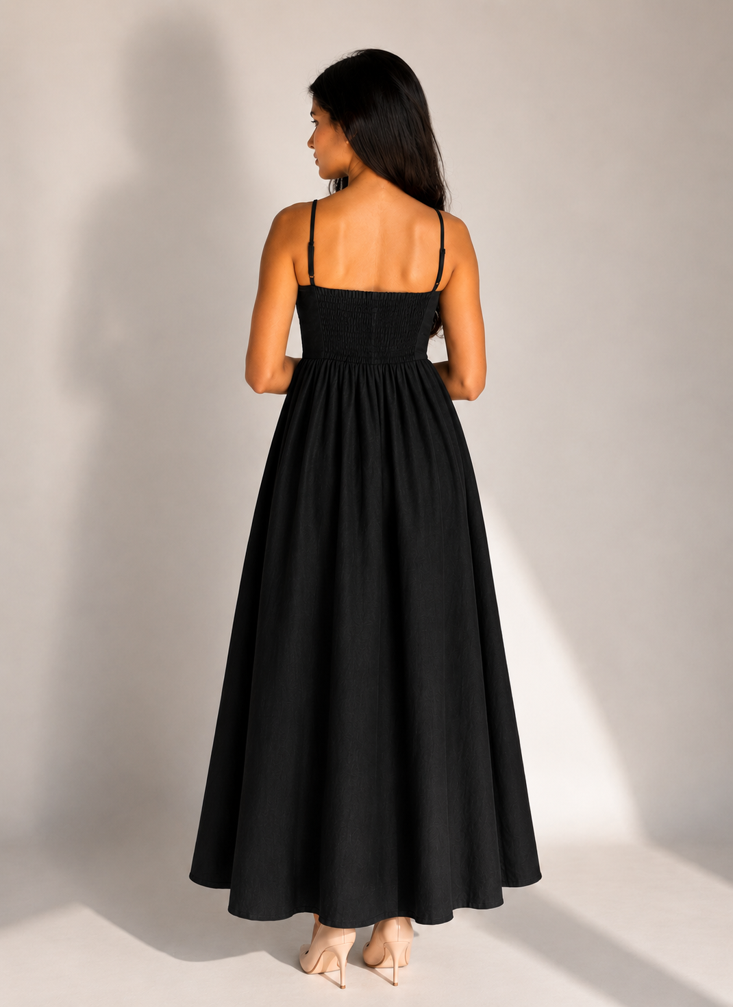 The Amara Minimal Linen Sundress - Black