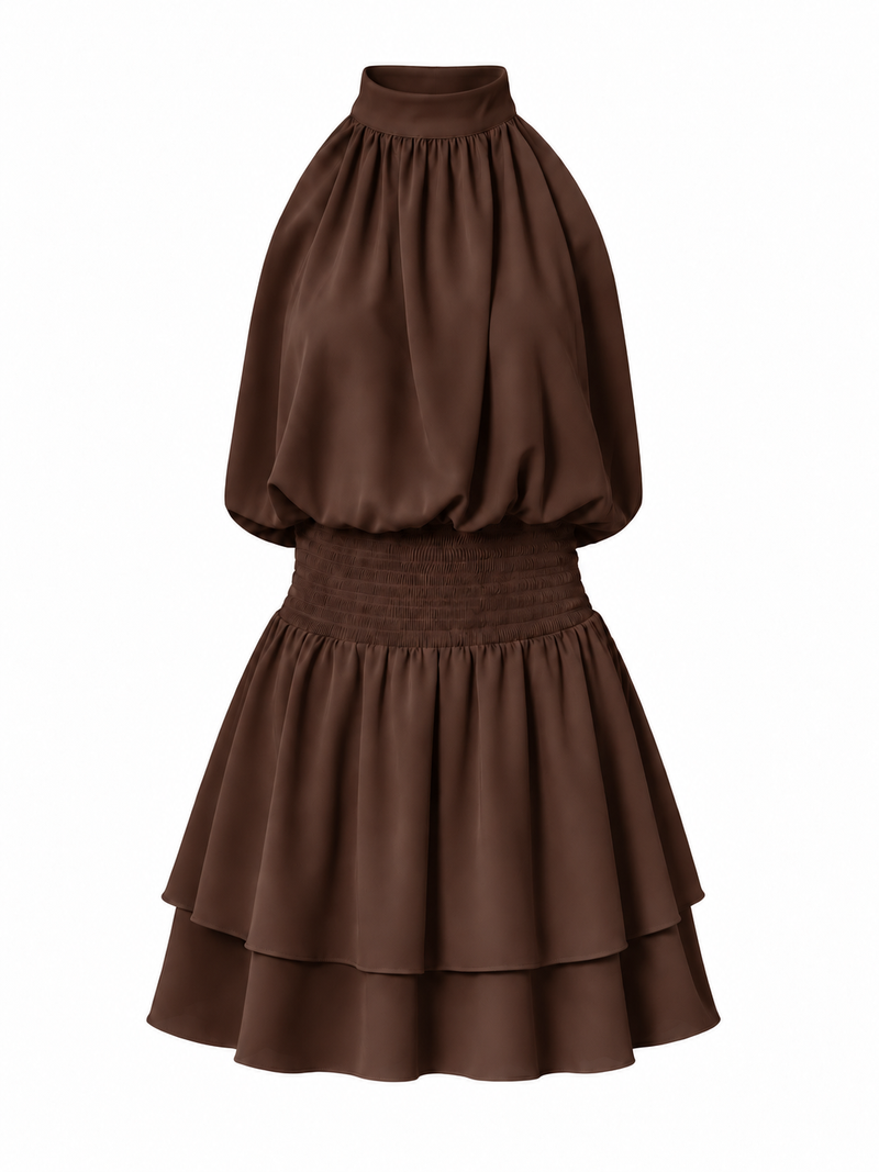 The Mona Dress in Mocha Brown