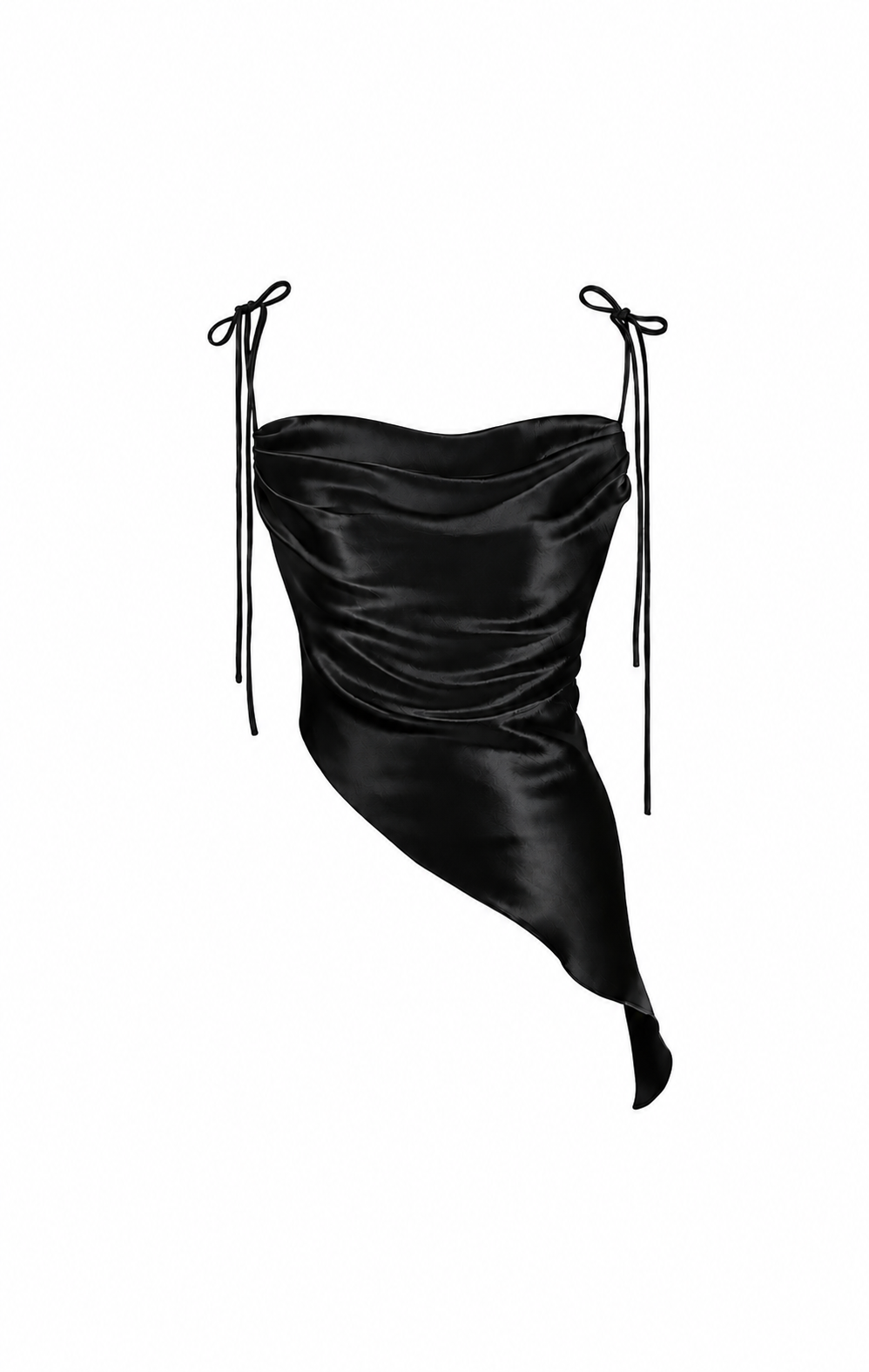 The Asymmetrical Satin Top – Pitch Black