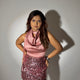 Your Go-To Glow Top - Satin Top with a Scarf - in Blush Pink