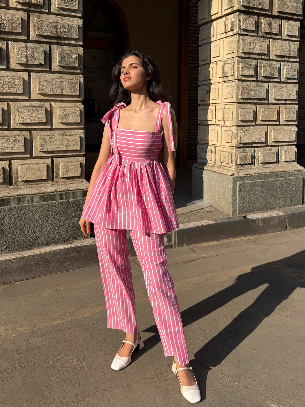 The Sundowner Stripe Pants in Petal Pink