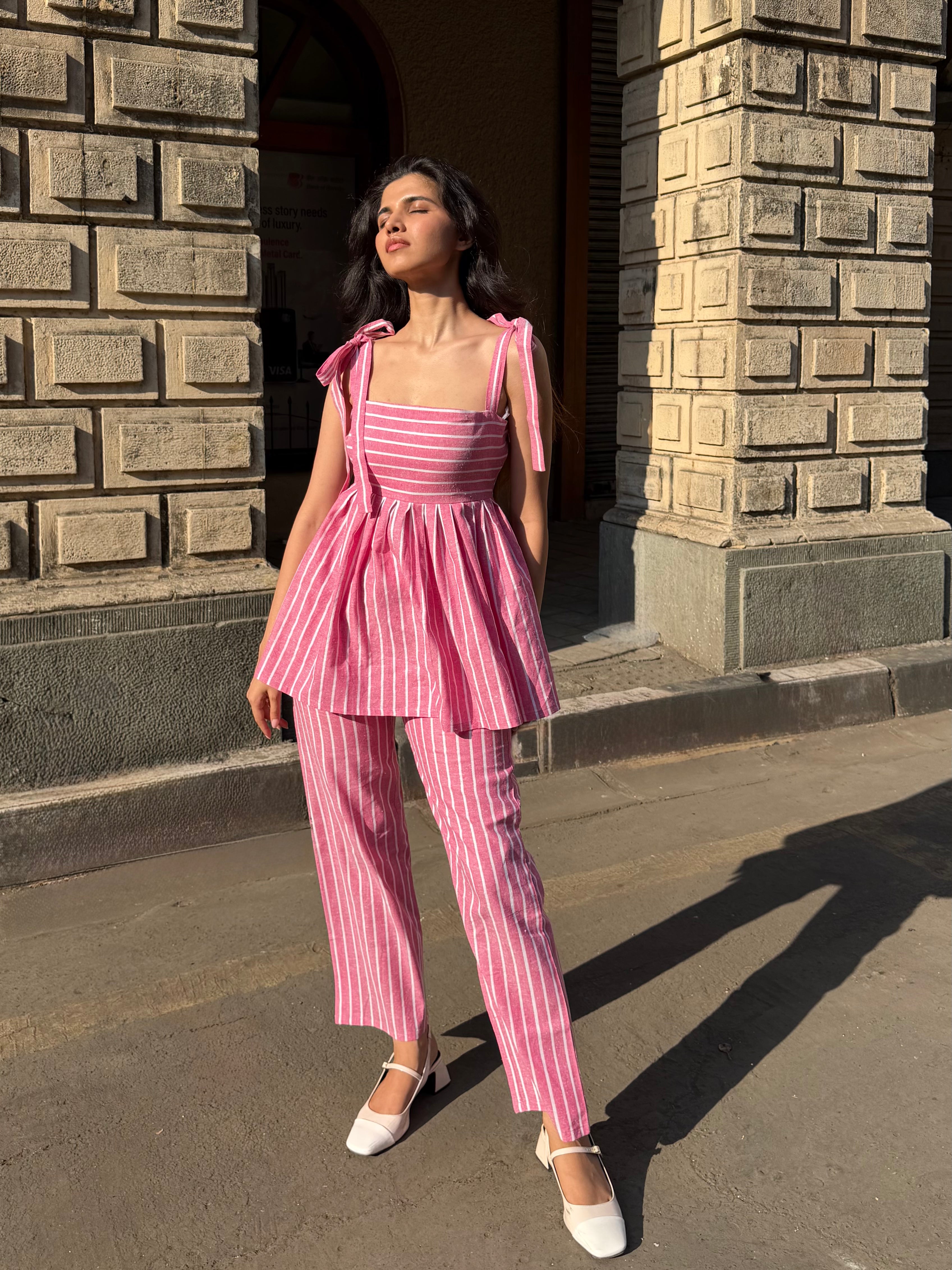 The Sundowner Stripe Pants in Petal Pink