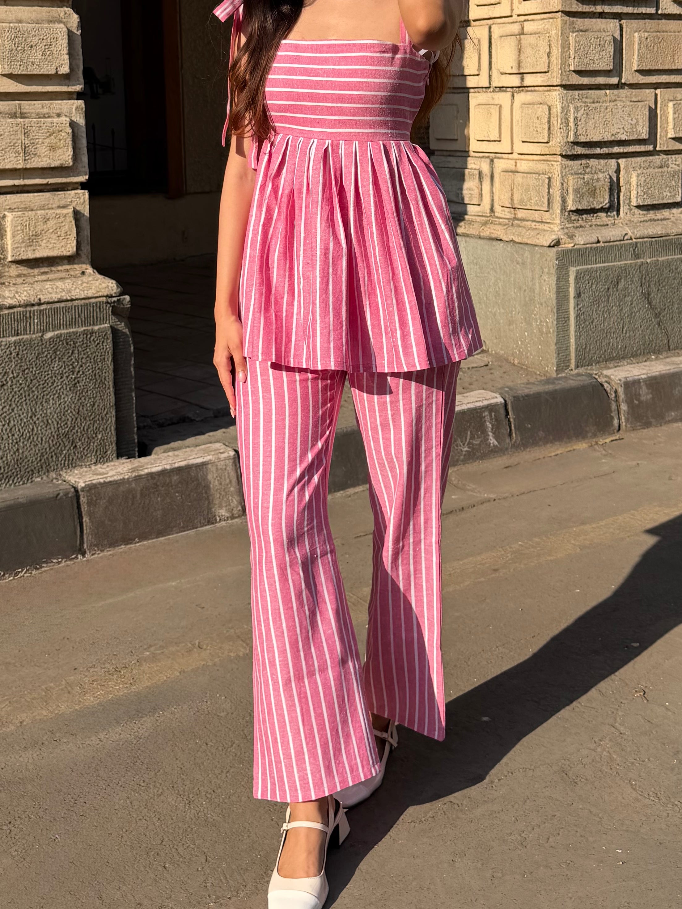 The Sundowner Stripe Pants in Petal Pink