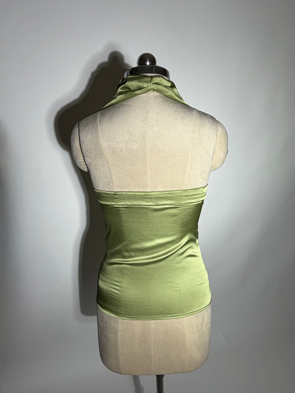 Your Go-To Glow Top - Satin Top with a Scarf - in Green