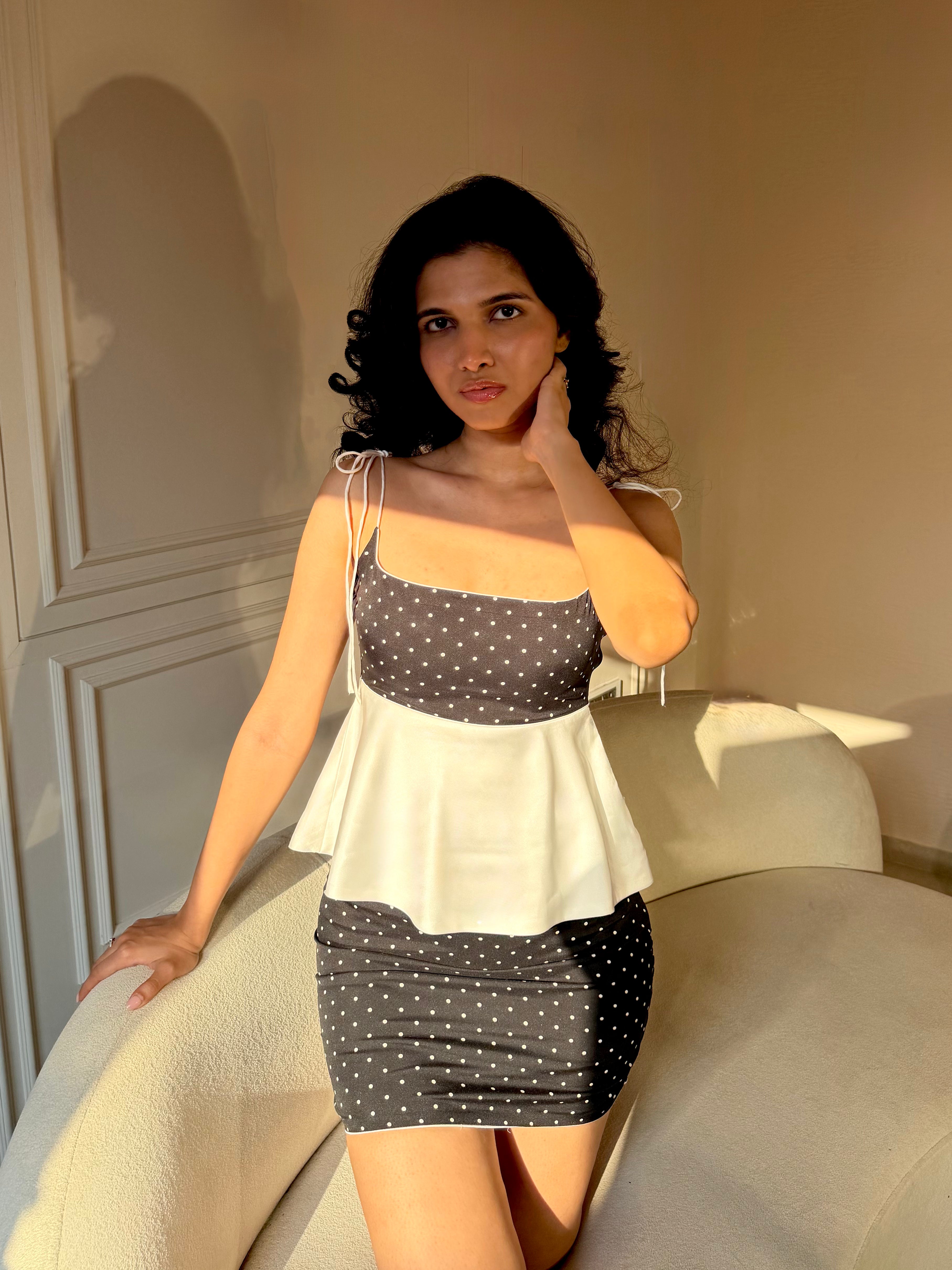 The Pretty Peplum Top - in Pitch Black