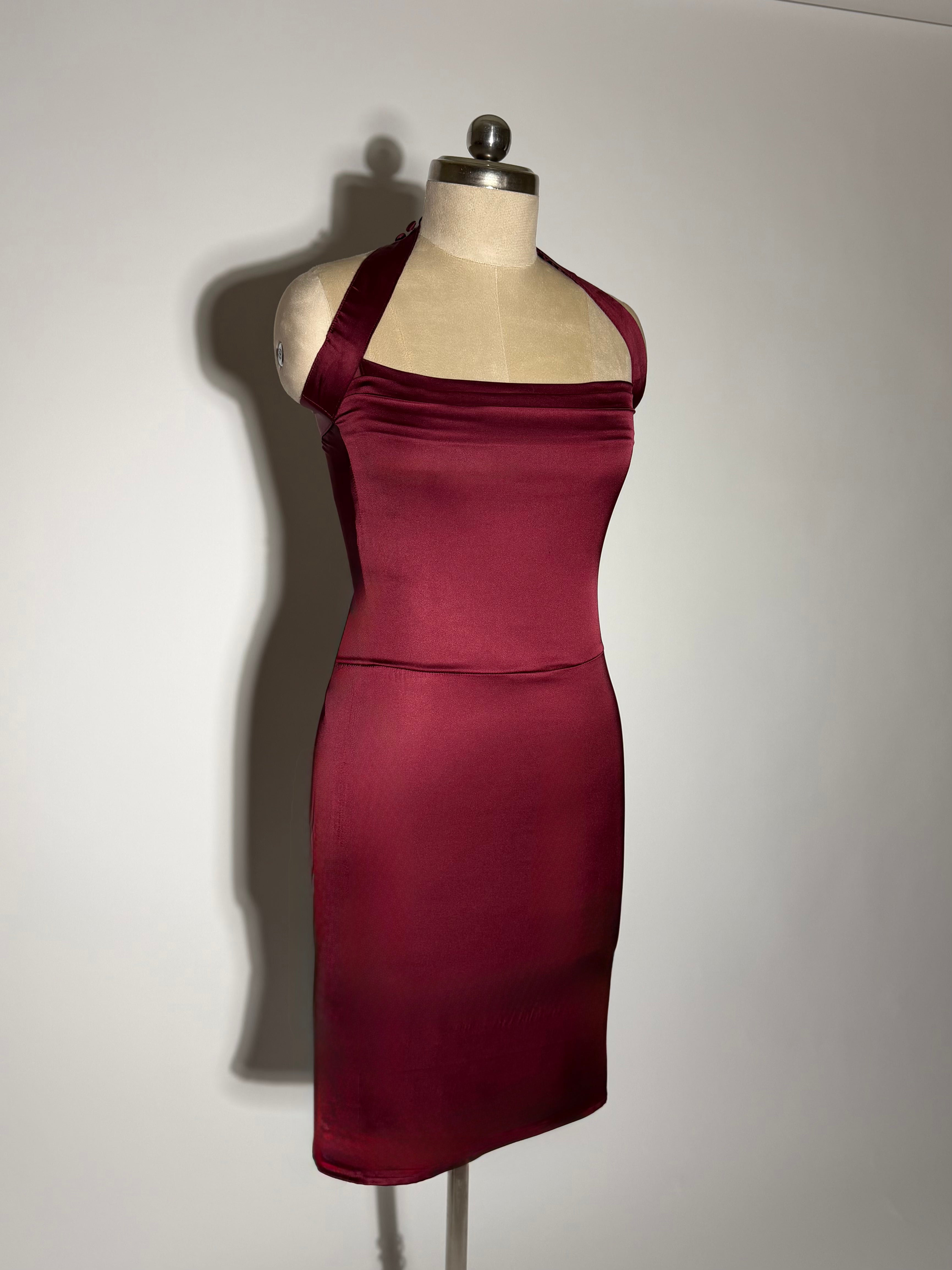 The AM to PM Luxe Satin Dress - in Wine Red