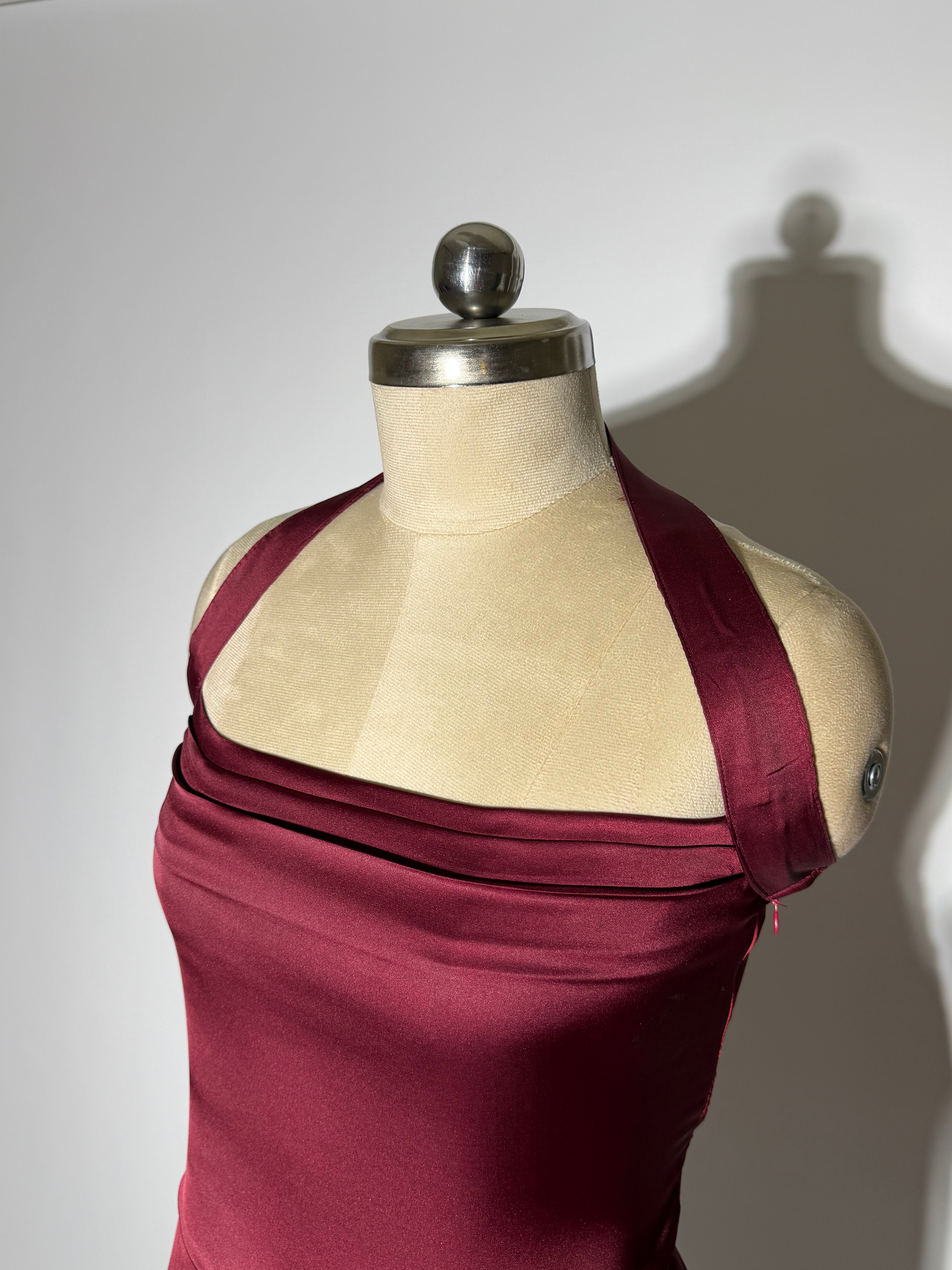 The AM to PM Luxe Satin Dress - in Wine Red
