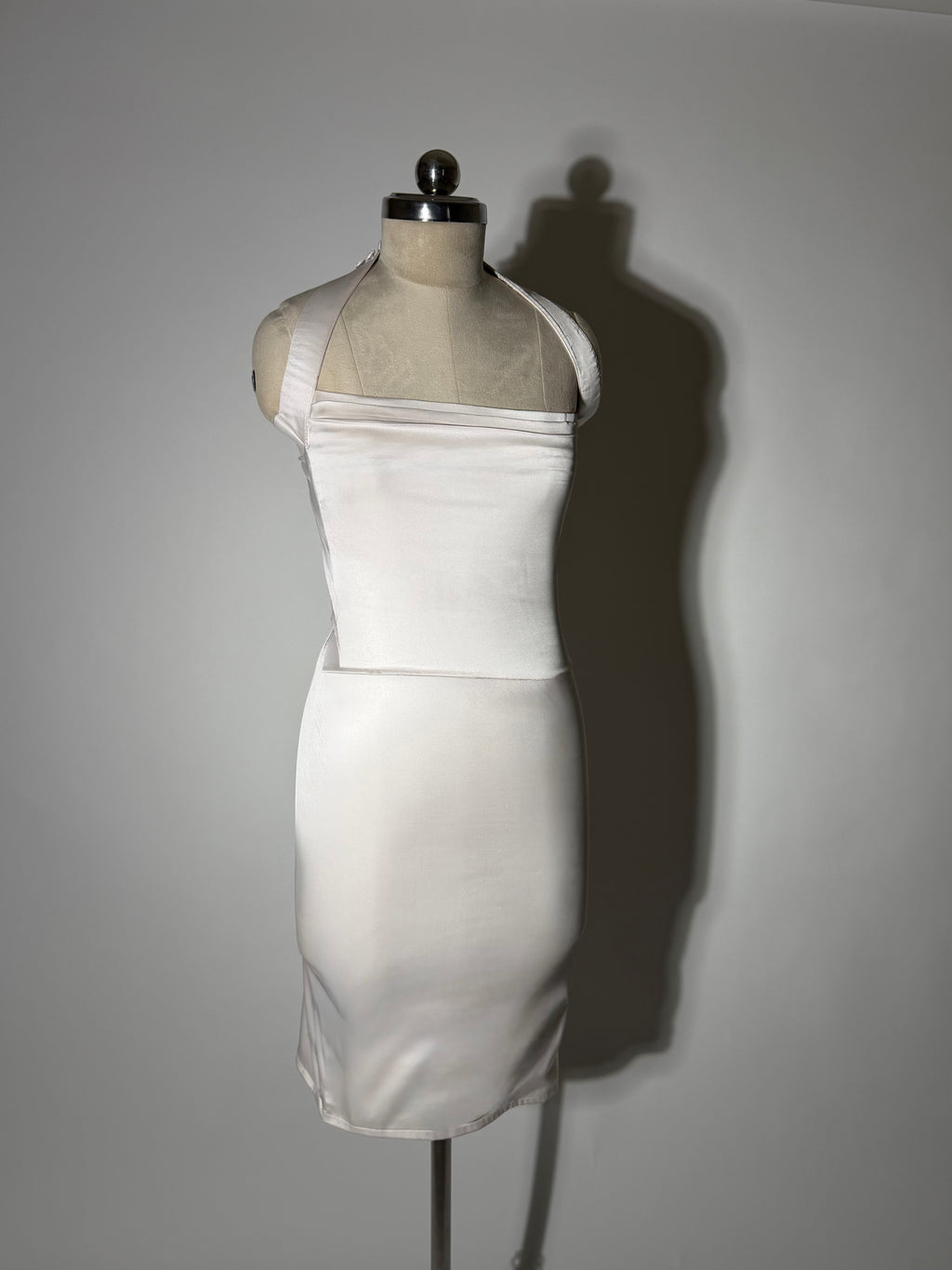 The AM to PM Luxe Satin Dress - in Pearl White