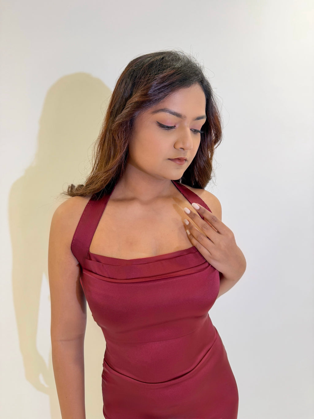 The AM to PM Luxe Satin Dress - in Wine Red