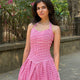 The Bella Halter Gingham Dress in Pretty Pink