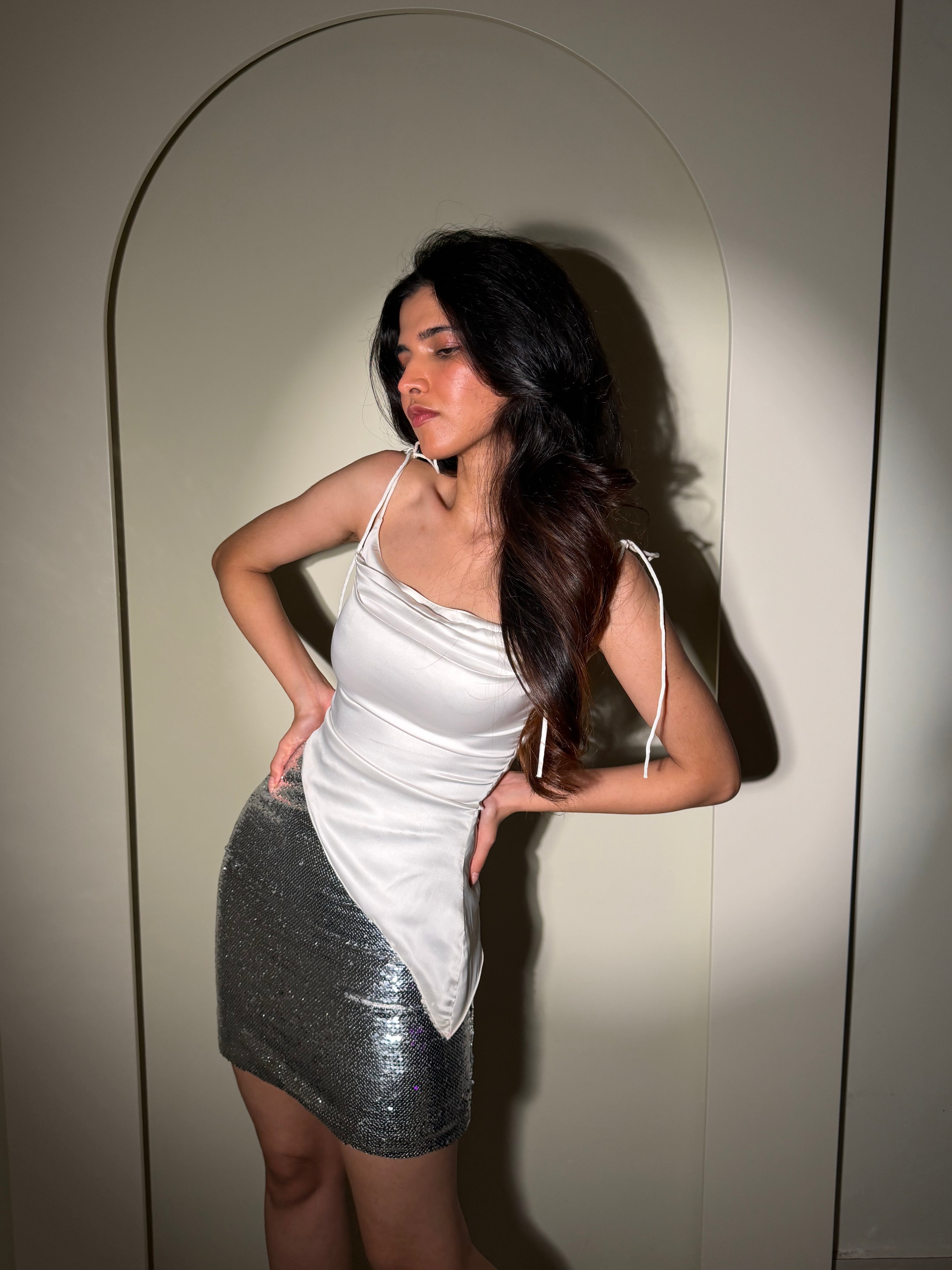 Silver Sequin Skirt